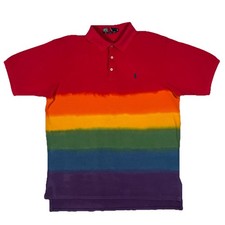 Vtg 90s Polo Ralph Lauren Rainbow Gradient Tie-Dye Polo Shirt Men's XL USA Made