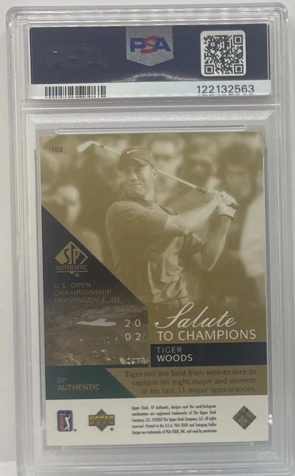 2003 UPPER DECK SP AUTHENTIC GOLF SP LIMITED #102 TIGER WOODS #72/100 PSA 8 SP - Image 2 of 2
