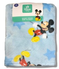 BLANKET PLUSH - DISNEY BOYS 253 - MICKEY MOUSE BLUE - BABY TODDLER CRIB BED