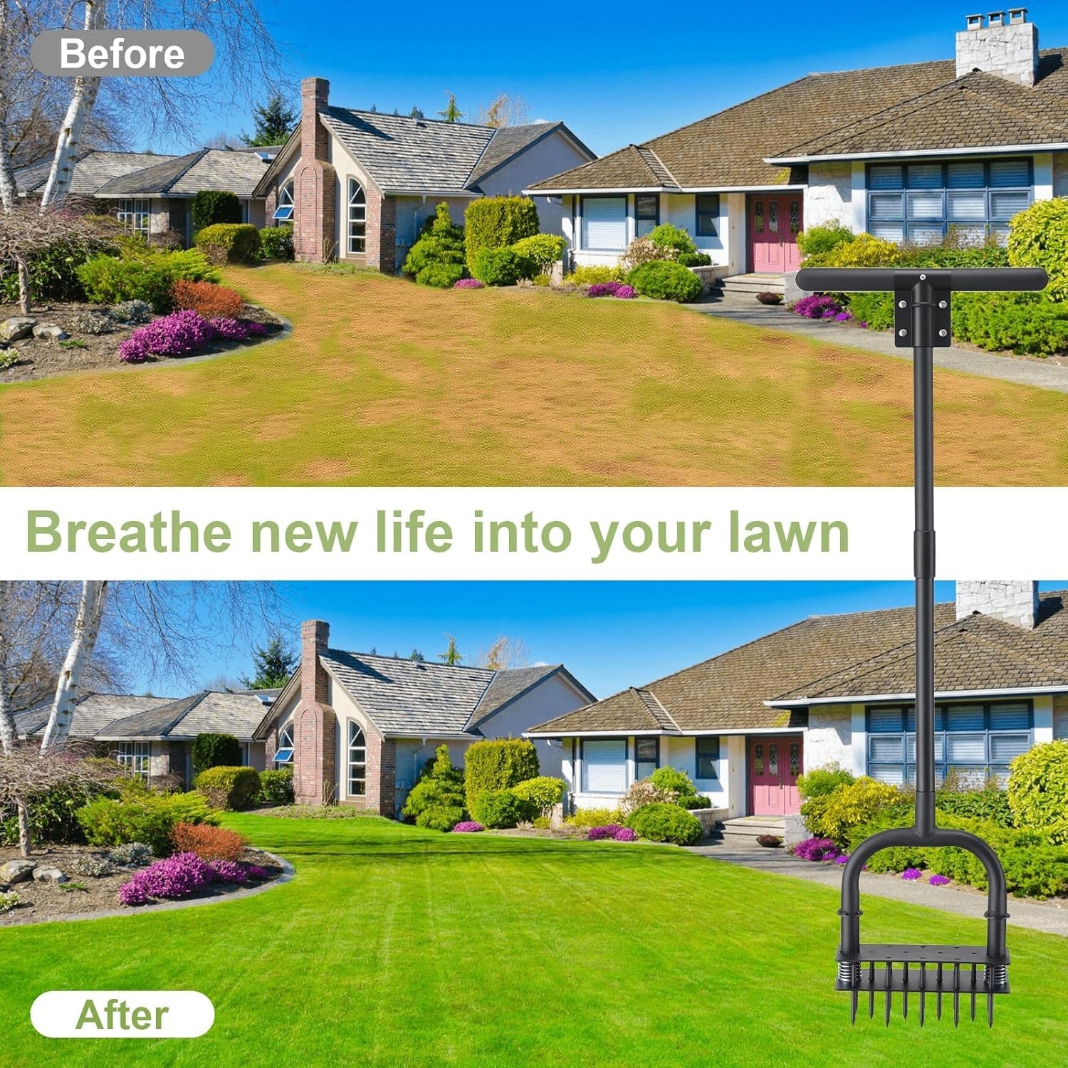 Lawn Aerator,39 inch Long Aerator Lawn Tool,Save Labour Core Aerator with 14 USA