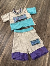 Rare Vintage 1990s Kids Knockout Made in the USA Top and Short Set