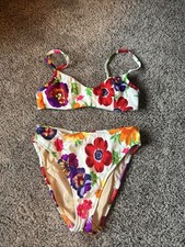 Vtg 90s Bikini Floral 2 Piece Size 14 Bottoms 36B Top Illusions By Cole