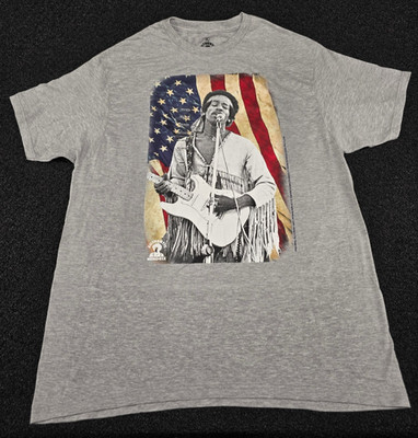 Jimi Hendrix Star Spangled Banner T-Shirt XL Gray USA Flag Band