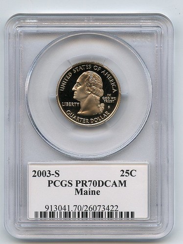 2003 S 25C Clad Maine Quarter PCGS PR70DCAM - Picture 2 of 2