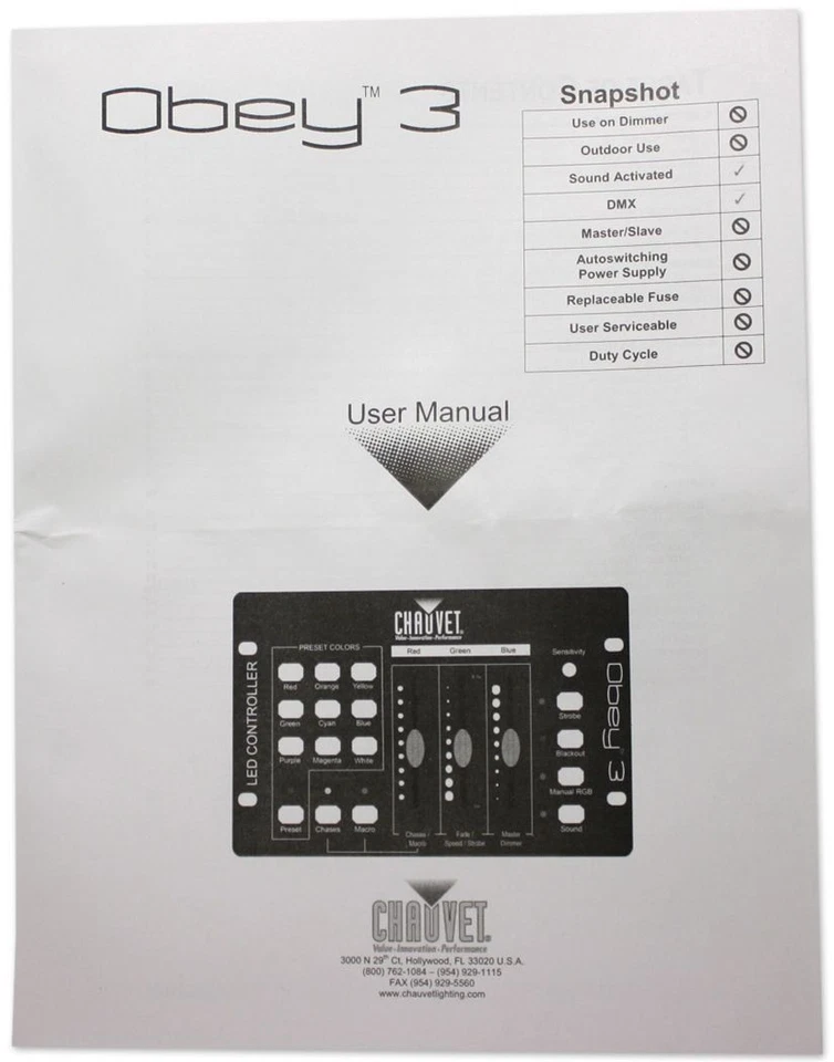 Chauvet DJ Obey 3 Universal Dmx 512 Controller With 3 Channels - Image 4 of 4