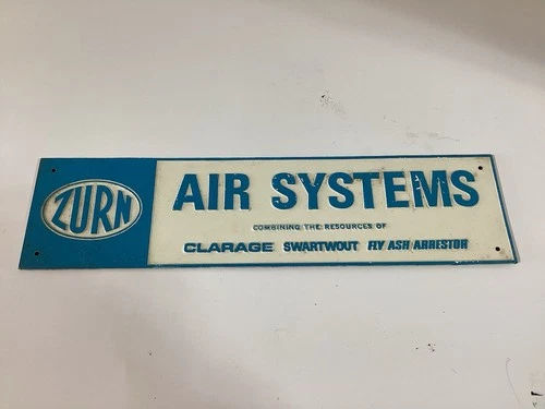 Vintage Zurn Air Systems Plastic Sign