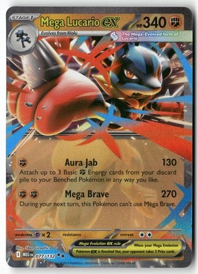 Mega Lucario ex 077/132 Double Rare Mega Evolution Pokemon Near Mint