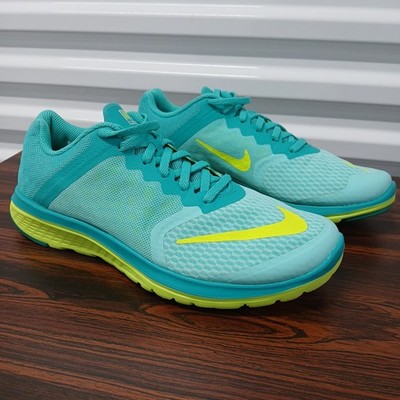 Nike Fs Lite Run 3 Womens Size 9.5 Blue Yellow Running Shoes Sneakers NICE!