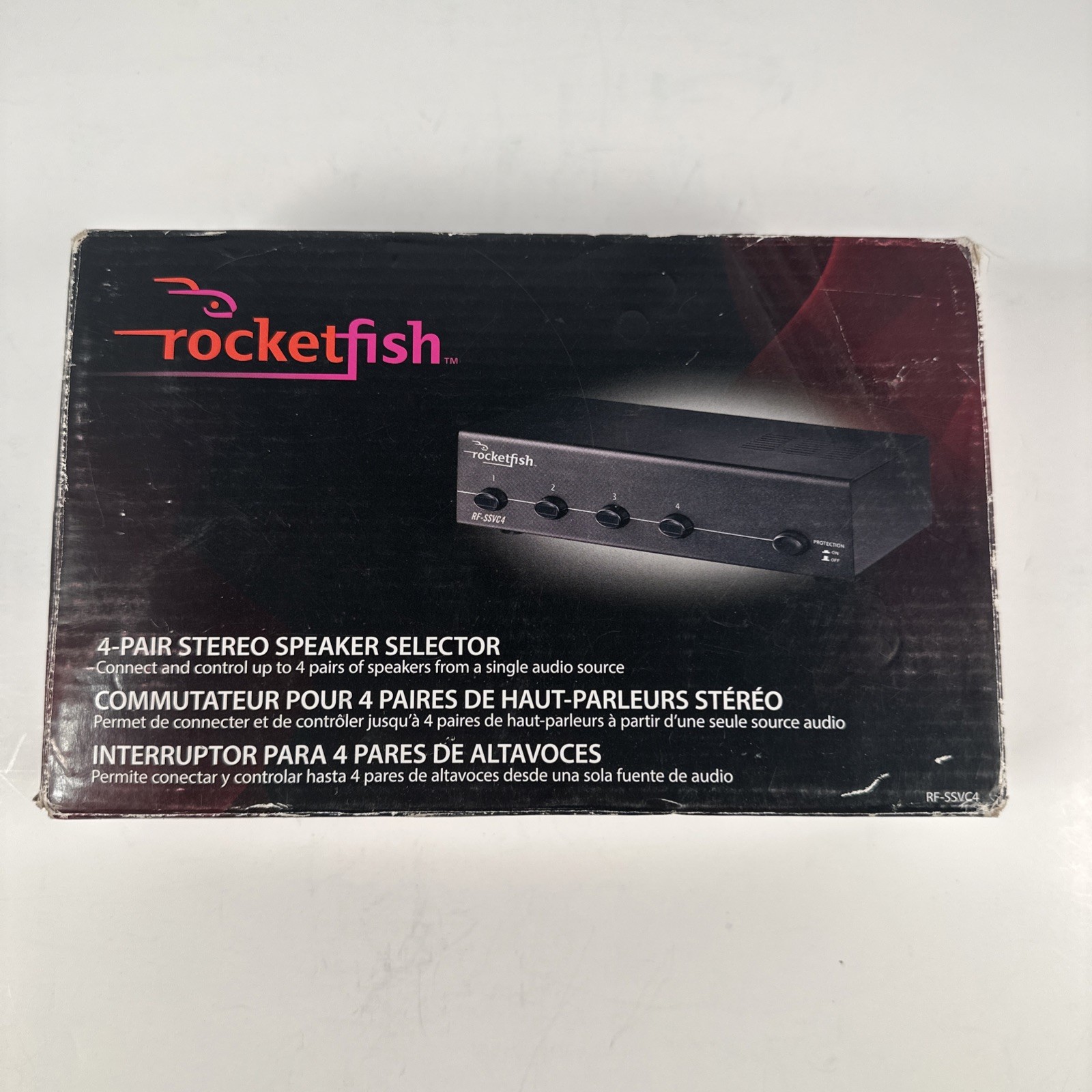 RocketFish RF-SSVC4 4-Pair Stereo Speaker Selector with Volume Control