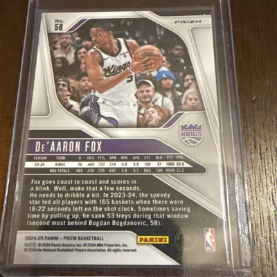 2024-25 Panini Prizm Basketball Silver Prizm De'Aaron Fox | eBay
