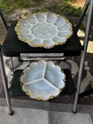 Anchor Hocking Fire King Milk Glass Dish Set W/22K Gold Trim 1950s VTG