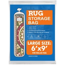 Plastic Rug Storage Bag with Zip Tie Fits Rolled Carpet Up to 6 x 9 Feet