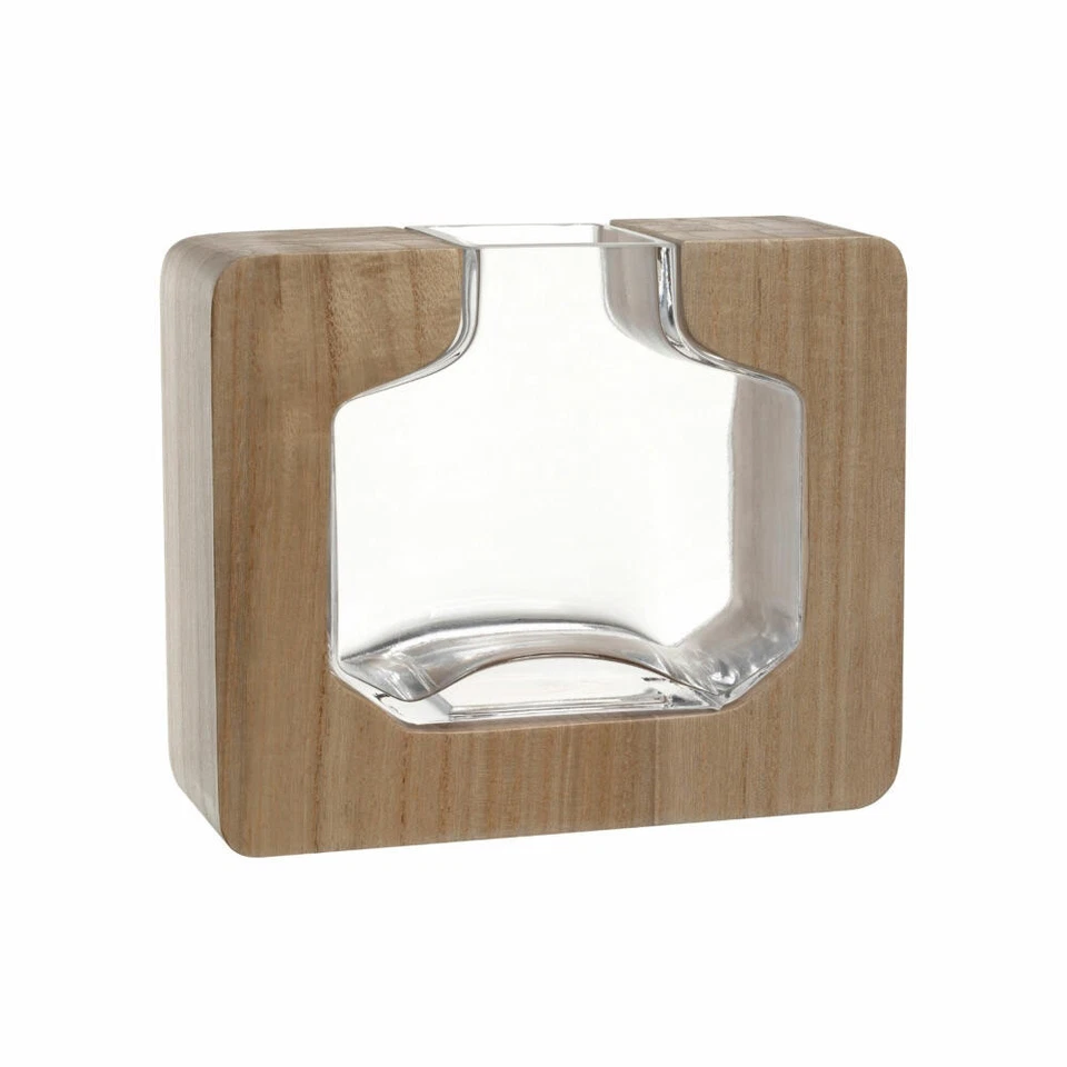 Leonardo Holzvase AUTENTICO, Vase, Blumenvase, Dekovase, Holz / Glas, 17.5 cm