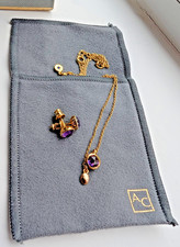 GENUINE ASTLEY CLARKE 18CT GOLD VERMEIL AMETHYST "STILLA" NECKLACE & EARRING Set