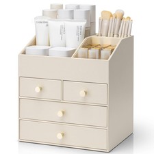 Makeup Organizer Countertop,Large Vanity Organizer PU Leather Make up ...
