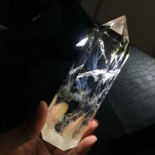 403g Natural White Quartz Obelisk Crystal Energy Tower Point Reiki Decor
