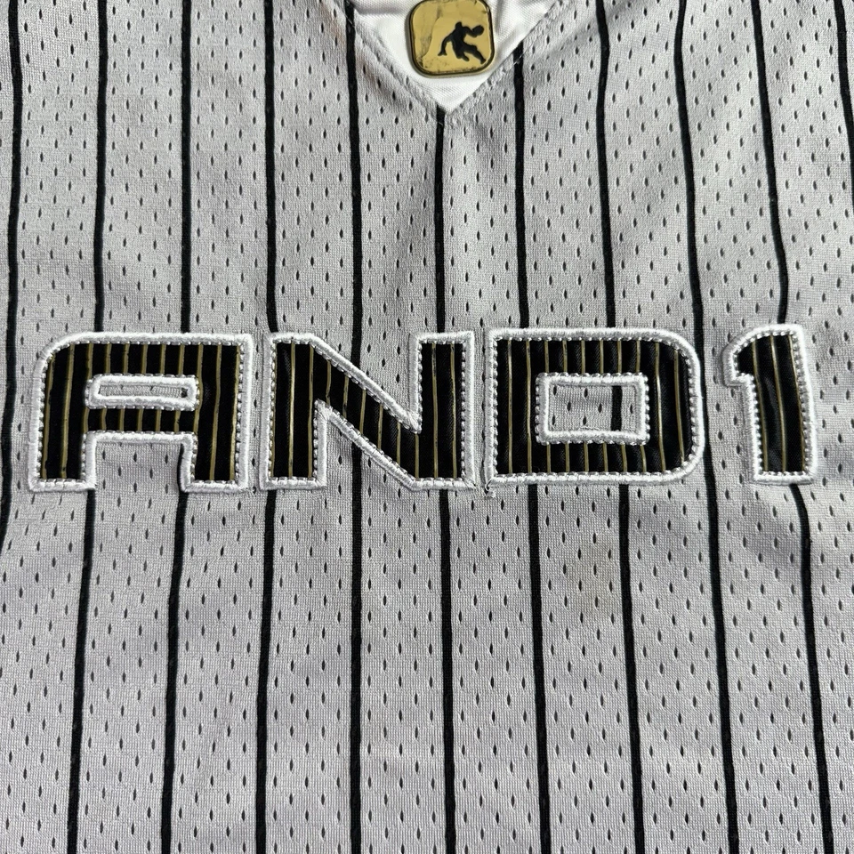 VINTAGE And 1 And1 Basketball Jersey XL Black Pinstripe 90s Y2K Streetball - Image 3 of 4