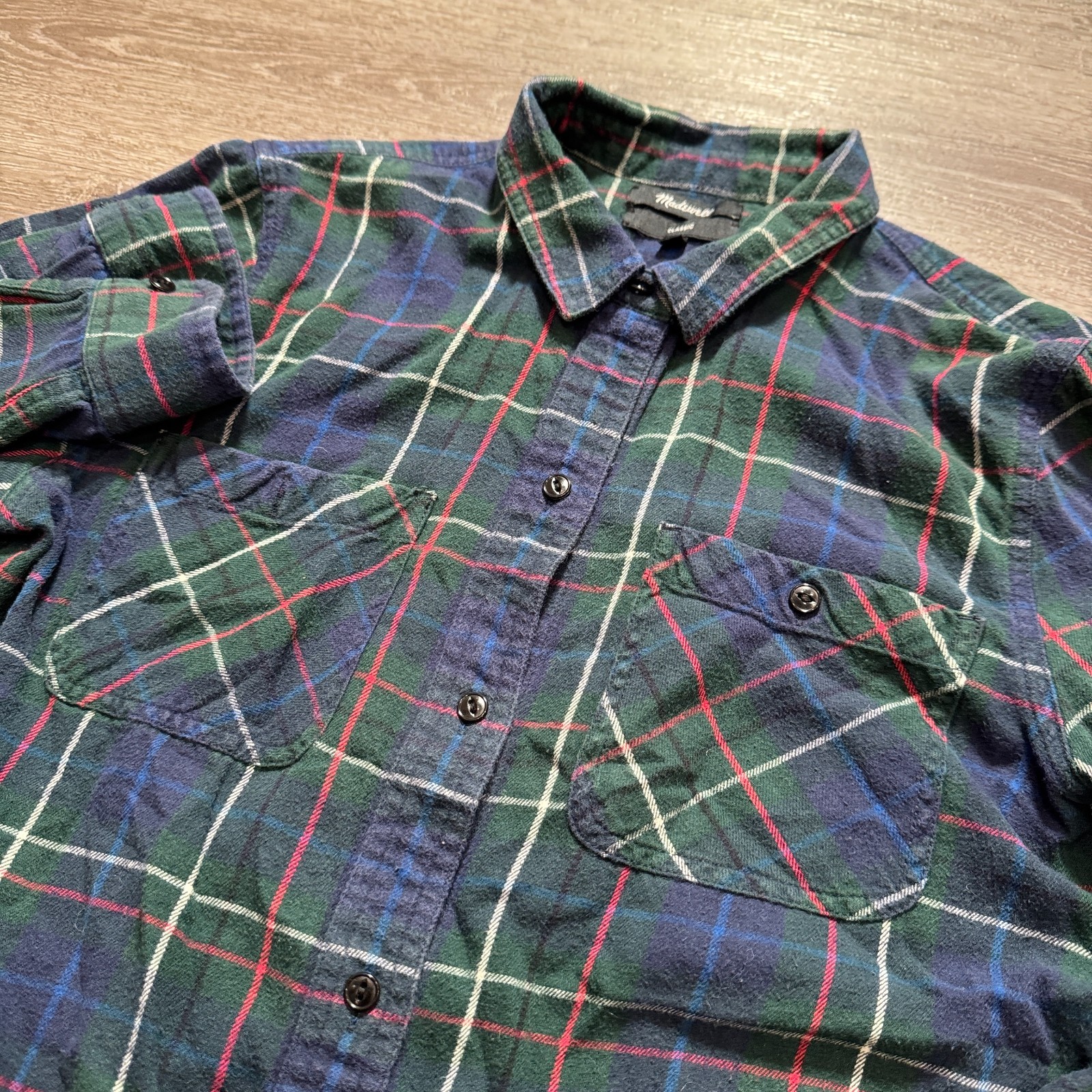 Madewell Shirt Womens Medium Multicolor Plaid Flannel Long Sleeve Button Up
