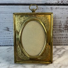 Vintage Mini Picture Frame Gold Tone Metal Ov...