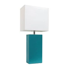Modern Teal Leather Table Lamp  Teal