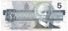 Canada 5 Dollars 1986 VF  ENB  Crow-Bouey