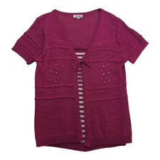 Carducci Open Knit Women's Sweater Cardigan with Striped Tank Top Size XL