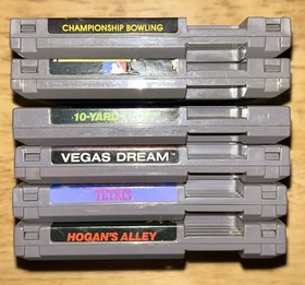 Lot of 6 NES Games - Hogan&rsquo;s Alley Tetris Vegas Dream 10-yd Fight MLB Bowling