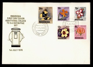 DR WHO 1976 RHODESIA FDC BUTTERFLY/FLOWER COMBO R60804