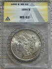 1890 Morgan Silver Dollar S$1 ANACS MS62 Uncirculated