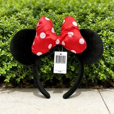 Disney Parks Headband Classic Red White Polka Dot Bow Mickey Mouse Minnie Ears