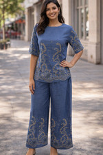 Ladies 2 Piece Linen Set Womens Top Bottom CO ORD Comfort Outfit Size 10-16 NEW