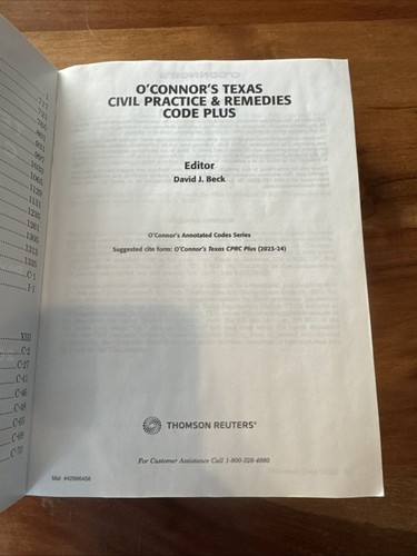 O'Connor's Texas CPRC Plus, 2023-2024 Civil Practice remedies Code Beck FLAW - Picture 2 of 5