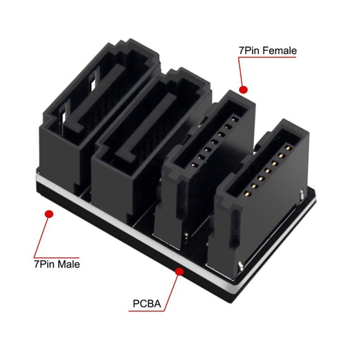 Cablecy Dual SATA Male to Female 360 Degree Angled Adapter for Motherboard - Picture 3 of 6