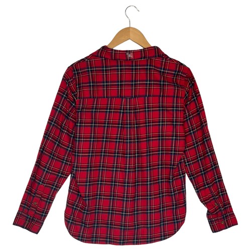 New Uniqlo Top Womens S Plaid Button Up Shirt Collar Long Sleeve Christmas Red - Picture 17 of 20