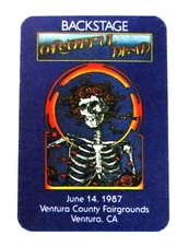 Grateful Dead Backstage Pass Ventura Co. Fairgrounds CA 6/14/87 6/14/1987 Bertha