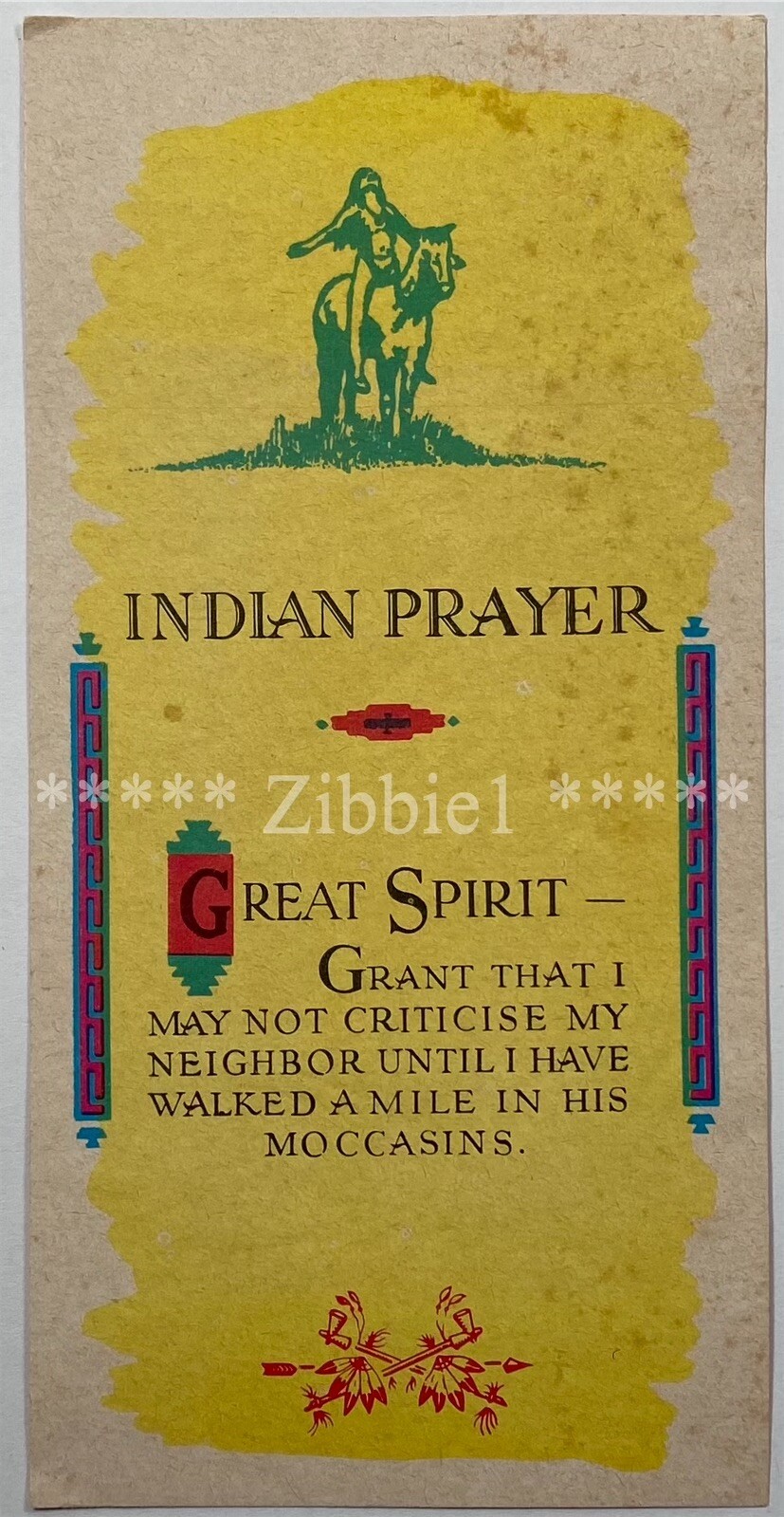 Indian Prayer, Vintage St Francis Indian Mission Holy Devotional Prayer