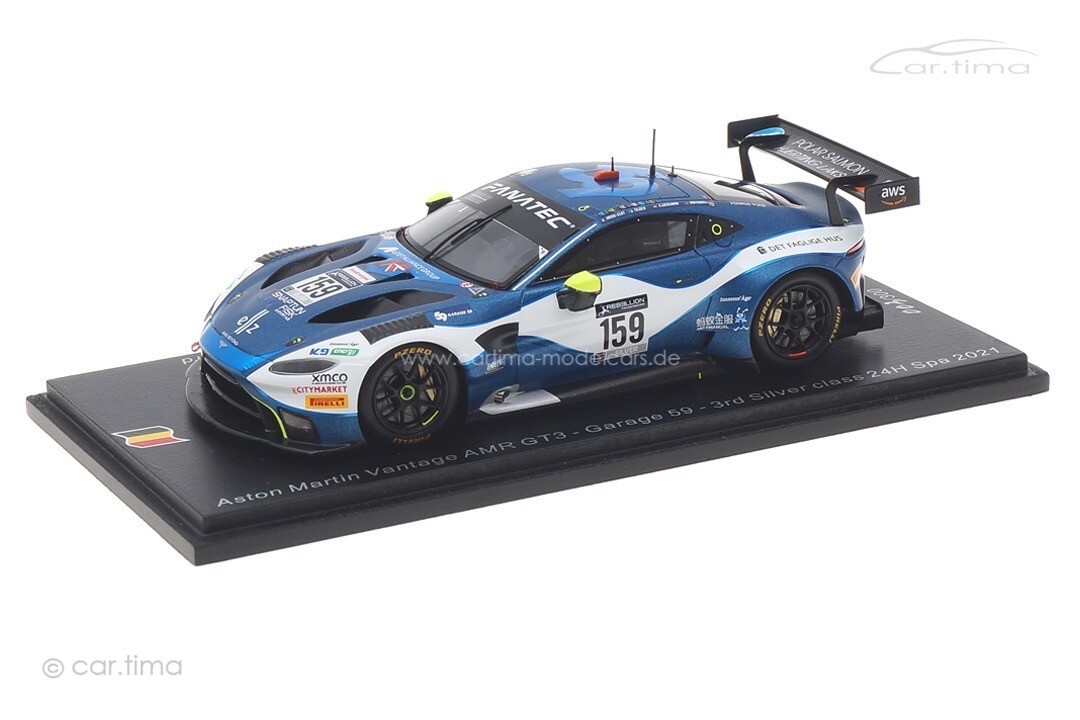 Aston Martin Vantage GT3 N°159 – 3e Place Silver Class 24H Spa 2021 – Spark Modèle Réduit 1/43