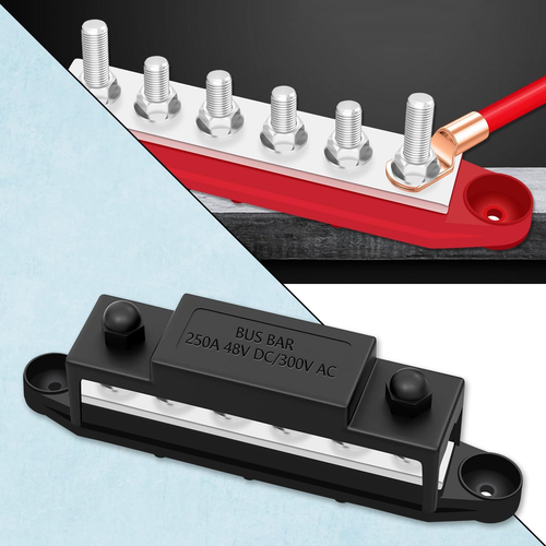 250A 12V Bus Bar Marine, 1/4" Power Distribution Block, Battery Buss Bar, Automo - Picture 4 of 12