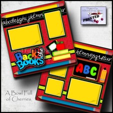 BACK TO THE BOOKS SCHOOL premade scrapbook pages paper printed 12X12 CHERRY 0259