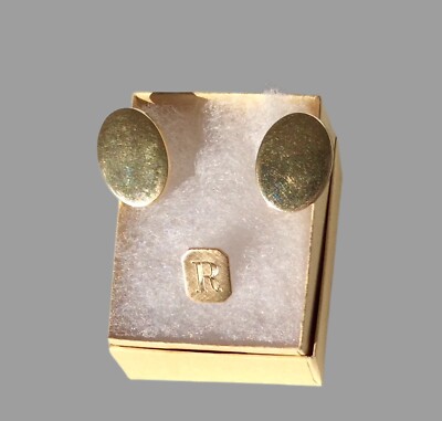 Vintage Speidel Gold Vermeil Oval Cufflinks Monogram Tie Tack Pin  ''R'' Engraved