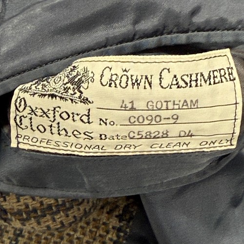 Oxxford Clothes Blazer Uomo 41 Gotham Cashmere Plaid Piede di Poule Cappotto Sportivo - Foto 6 di 12