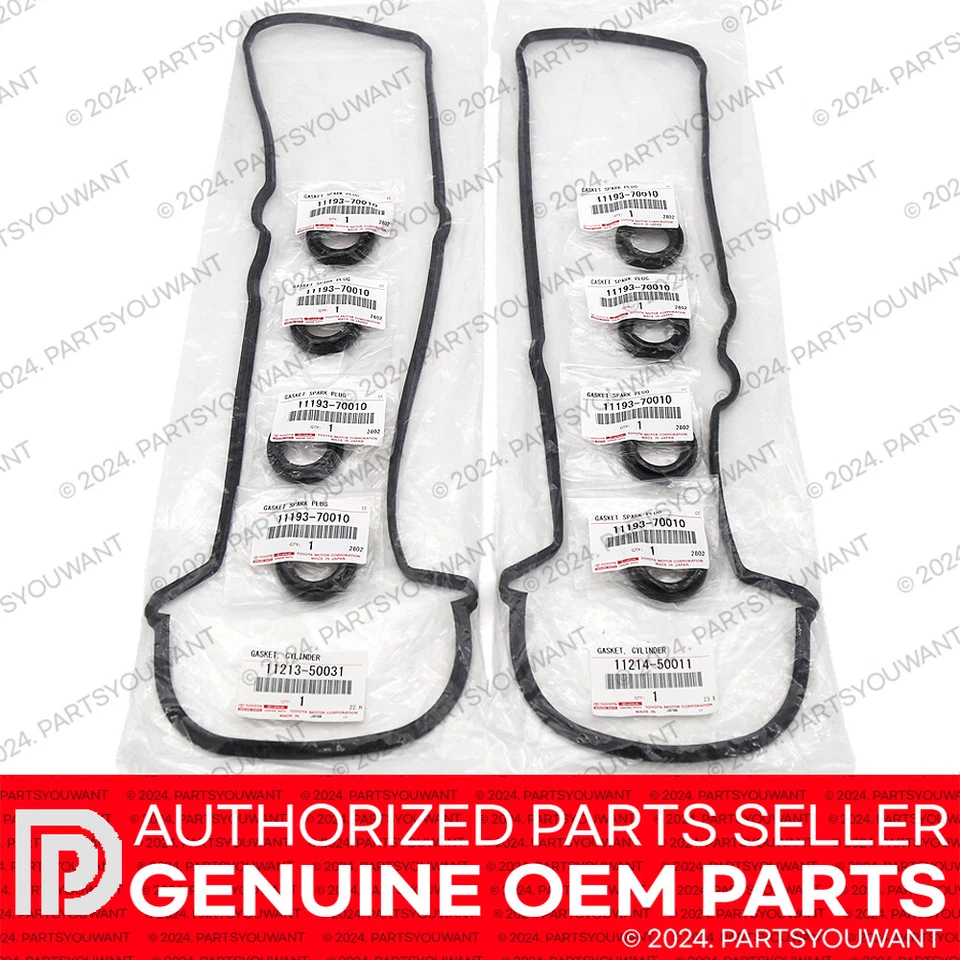 Junta de cubierta de válvula de motor GENUINA Toyota Lexus 8 cilindros + sello de tubo de bujía [JUEGO] Foto 2 de 4