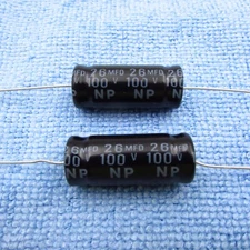 Qty (2) 26uF 100V Electrolytic Non-Polarized Speaker Crossover Axial Capacitor