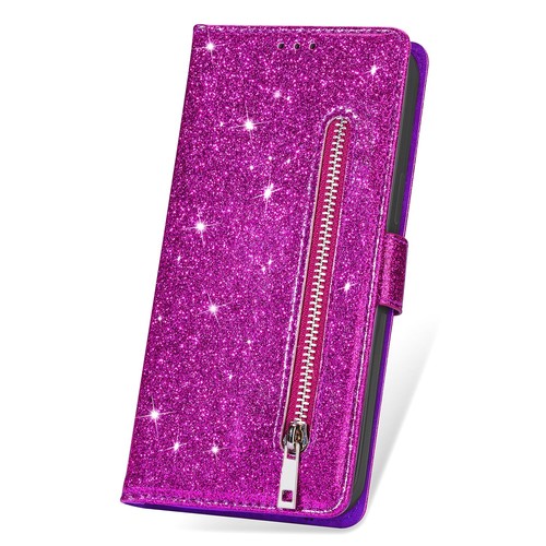 For Google Pixel 9Pro XL/9 Pro Glitter PU Leather Stand Zipper Slot Case+Strap - Picture 28 of 48