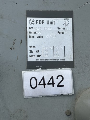 Westinghouse FDPS364R Fusible Panel Mount Switch 200 Amp 3 Pole 600 Vac - Picture 2 of 6
