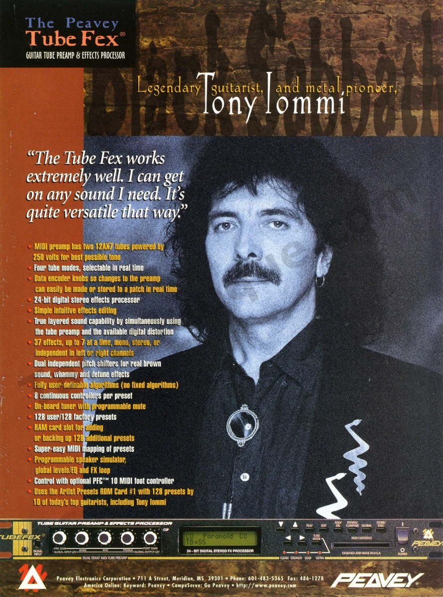 1997 Peavy Electronics Tony Iommi Black Sabbath PRINT AD