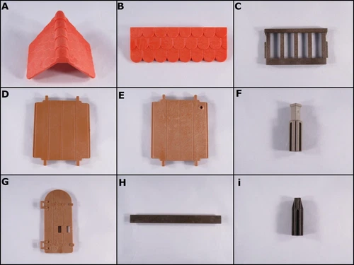 PLAYMOBIL VINTAGE 3666 CASTLE RED ROOF BROWN RAILING FLOOR DOOR CONNECTOR-CHOICE