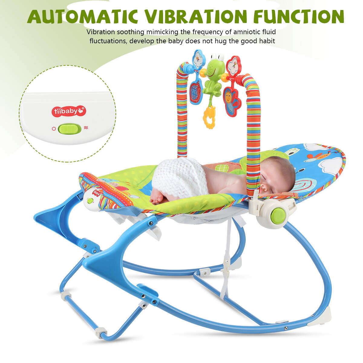 Baby Bouncer & Rocker Seat with Vibrations and Removable