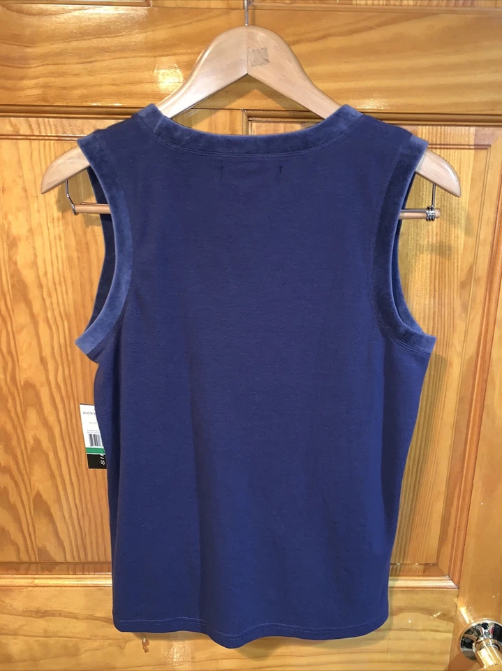 Camiseta sin mangas Sideways para mujer talla grande azul marino sin mangas floral nueva con etiquetas Foto 4 de 4