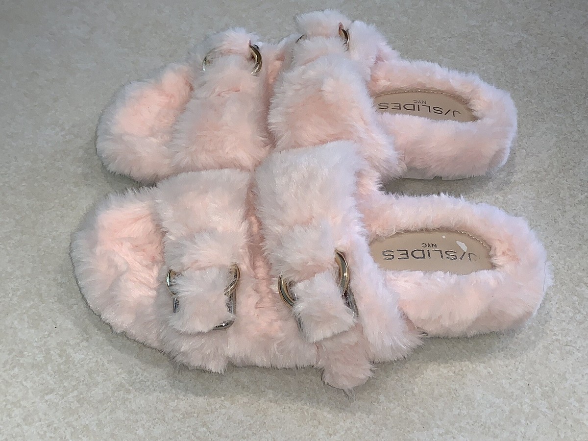 J/Slides Women's BREE Slippers Faux Fur Slip On Shoes Women's Size
